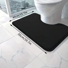 1pc Premium Plush Bathroom Mat (U-Shaped), Solid Color, Soft, Absorbent, Machine Washable, Non-Slip, Fade Resistant, Suitable For Bathroom, Kitchen, Laundry Room, Bedroom, Shower Room Decor Bathroom Accessories Back To School
