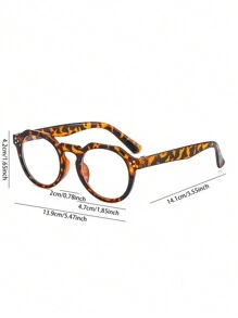 时尚街头风格眼镜，豹纹镜框，PC 材质，透明镜片，适合阅读或派对装扮