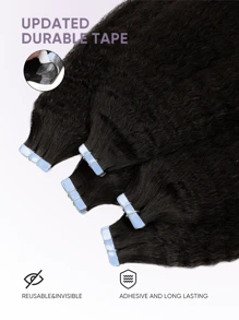 20 chiếc băng dính tóc nối bằng tóc thật Kinky thẳng tự nhiên màu đen 1b 12-22 inch băng dính hai mặt liền mạch băng dính tóc nối băng dính vô hình - S1B - Xem 3