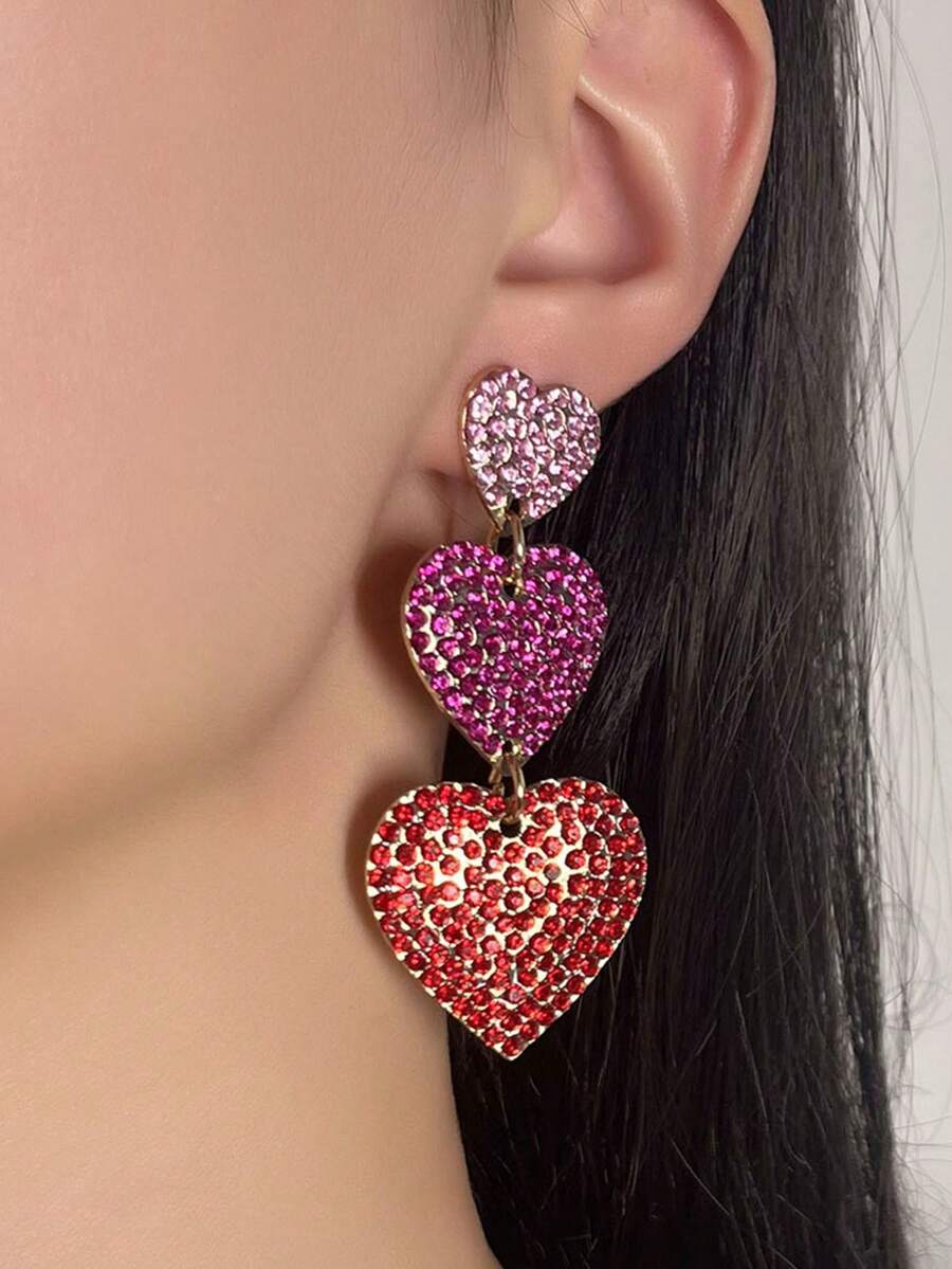 1 cặp bông tai mặt trái tim và môi Cubic Zirconia thời trang, quà tặng trang sức ngày lễ/hàng ngày cho phụ nữ - Bông tai ngày lễ tình nhân - Xem 1