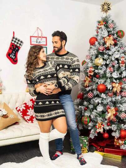 Dúo Pareja Renos Suéter Dama Hombre Foto familiar Fiestas Decembrinas