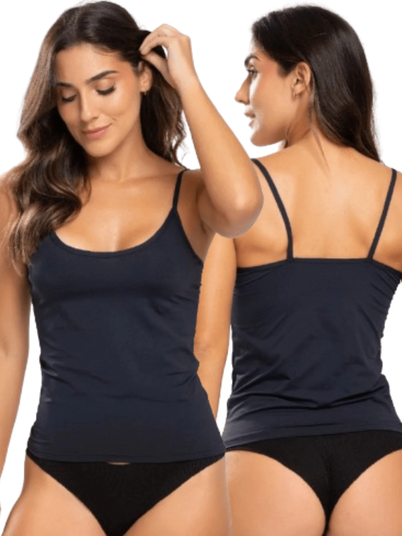 Kit 3 Women's T-Shirt Second Skin Comfort Thin Strap Casual T-Shirt Without Brand Tank Top - 黑色 - 查看 1