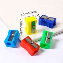 50件全新升级单孔小立方铅笔刀，手动塑料旋转铅笔刀，适用于学校用品，文具礼物【铅笔刀颜色随机】返校