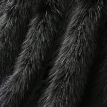 Luxury Fluffy Black Fur Throw Blanket, Soft Cozy Faux Fur Blanket For Couch Sofa Bed, Plush Warm Fuzzy Throws With Long Pile, Home Decor - 黑色 - 查看 9