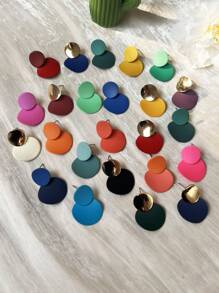 Fashion Geometric Earrings, Lightweight Luxury Style Rubber Painted Ear Studs, Multi-Color Earrings For Women - Wafer - View 3