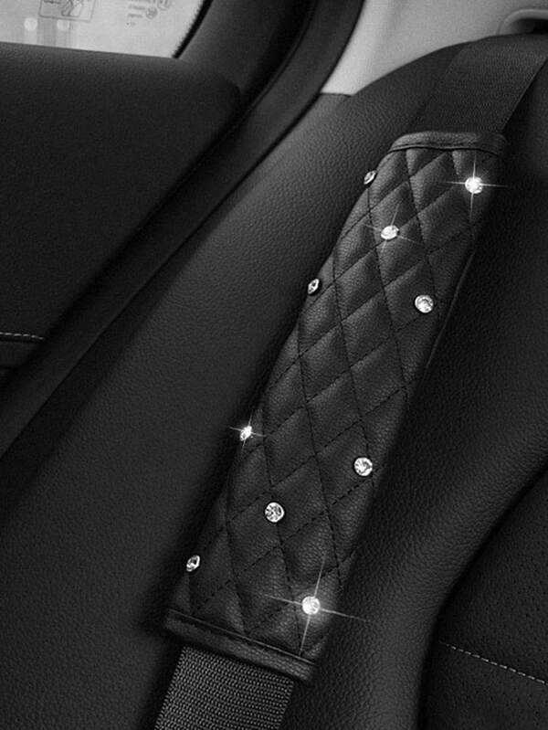 1 pieza/2 piezas Protector de hombro para cinturón de  del coche con diamantes de imitación