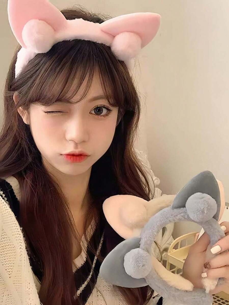 1 Pc Băng đô tai mèo hoạt hình dễ thương Băng đô rửa mặt Băng đô đội đầu Trang điểm ngọt ngào Băng đô công chúa dễ thương - Nhiều màu - Xem 1
