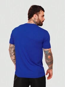 Men's Dry Short Sleeve Gym Training T-Shirt - Xanh đậm - Xem 3