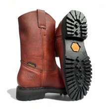 BOTA DE TRABAJO USO RUDO O INDUSTRIAL EN PIEL GENUINA DE ALTA CALIDAD PIEL CORTE VACUNO DE SELECCION CON SUELA TRACTOR EN HULE RESISTENTE - Color caoba - Ver 3