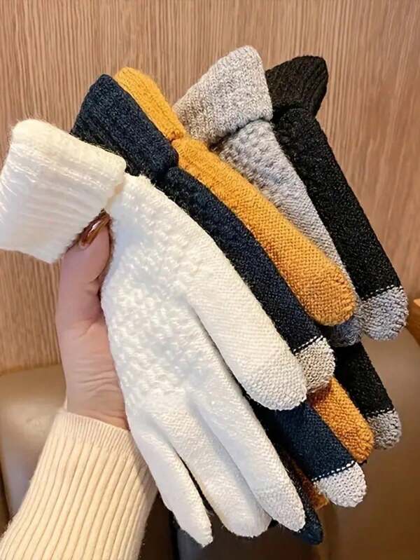 1 par, luvas de tela sensível ao toque para homens e mulheres, inverno, fofas, estudantes, equitação, quentes e frias, acolchoadas, luvas de veludo de inverno