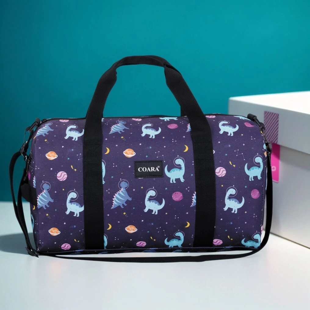 COARA Dinosaur Print Overnight Duffel Bag, Boys Small Sports Gym Bag