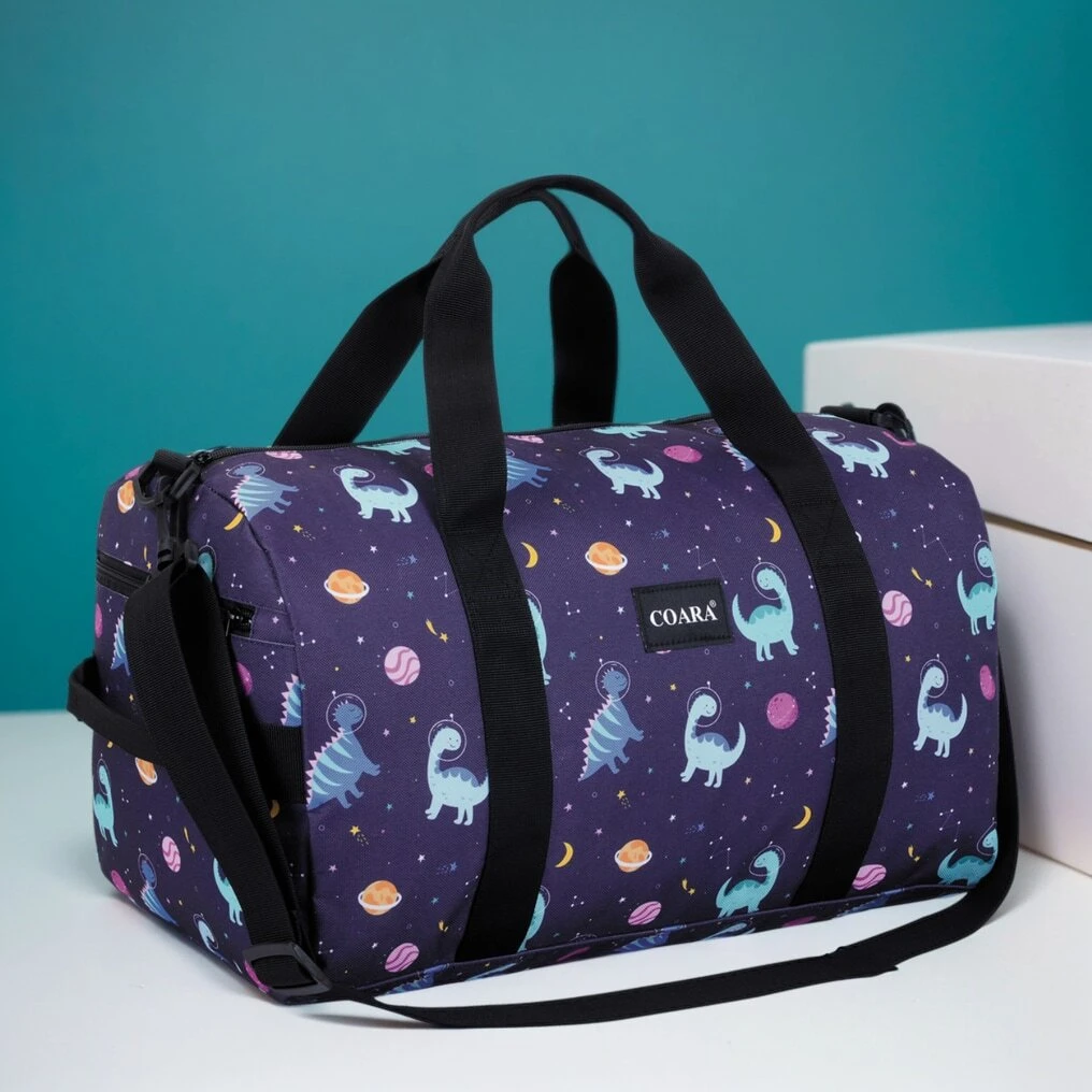 COARA Dinosaur Print Overnight Duffel Bag, Boys Small Sports Gym Bag