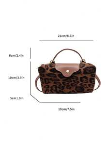 1 Stück schwarze Hirsch Muster geprägte Vintage Krokodilleder Textur Großraum PU Handtasche, Damen Schultertasche (zufälliges geprägtes Muster), Leoparden Muster Damen Geldbörse, Leoparden Muster Revival, Herbst/Winter Mode Leoparden Muster Damen Geldbörse, Neue Herbst/Winter Tiger Muster Damen Tasche - Braun - Übersicht 3