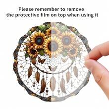 1 件 8 英寸彩色玻璃向日葵捕手窗挂装饰，2D 室内外装饰，适用于客厅、花园、露台、厨房、门廊、卧室、乔迁生日礼物花环 - 多色 - 查看 7