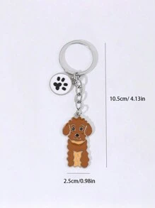 1 pièce Porte-clés mignon de dessin animé de caniche animal, accessoires de voiture de la Saint-Valentin, breloques de sac, décoration scolaire animale