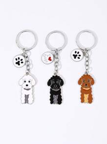1 pièce Porte-clés mignon de dessin animé de caniche animal, accessoires de voiture de la Saint-Valentin, breloques de sac, décoration scolaire animale