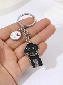 1 pièce Porte-clés mignon de dessin animé de caniche animal, accessoires de voiture de la Saint-Valentin, breloques de sac, décoration scolaire animale