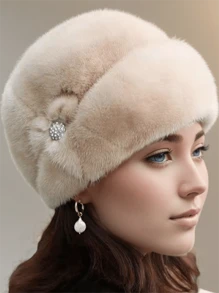 Chic Women's Fluffy Beanie - Thick, Warm Winter Hat With Ear Flaps | Windproof & Stylish | Perfect For New Year Celebrations Winter Hat