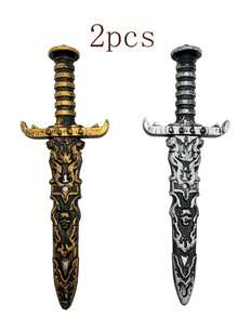 1pc Halloween & Christmas Bestselling Plastic Electroplated Pirate Sword Prop, Party Costume Accessory, Performance Weapon Toy (Distressed Craftsmanship, Minor Flaws Are Normal)