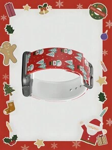 圣诞姜饼人、饼干圣诞树趣味可爱休闲硅胶表带，兼容 Apple Watch 38 毫米 40 毫米 41 毫米 45 毫米 44 毫米 42 毫米 49 毫米，柔软灵活透气替换表带，兼容 Apple Watch Ultra SE/9/8/7/6/5/4/3/2/1 智能手表 - 彩色 - 查看 4