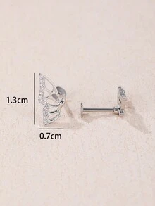 1 chiếc khuyên tai hình cánh bướm bằng thép titan thời trang thanh lịch, thích hợp để đeo hàng ngày - Bạc - Xem 8