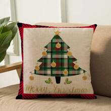 4pcs Christmas Tree, Deer, Red Truck, Letter Decorative Linen Print Pillowcases, Suitable For Home, Room, Bedroom, Garden, Living Room, Car, Sofa Decor, Fashionable, Comfortable And Soft (Pillow Insert Not Included)