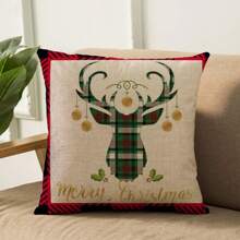 4pcs Christmas Tree, Deer, Red Truck, Letter Decorative Linen Print Pillowcases, Suitable For Home, Room, Bedroom, Garden, Living Room, Car, Sofa Decor, Fashionable, Comfortable And Soft (Pillow Insert Not Included)