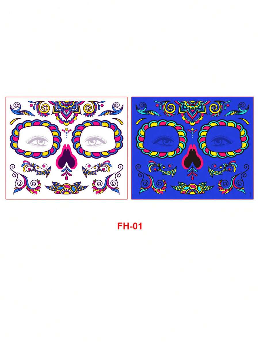 1 Pc Face Temporary Tattoo Sticker, Holiday Party Makeup Tattoo Sticker