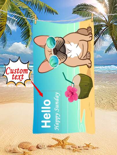 A Pack Of Super Absorbent And Lightweight, Large Microfiber Bath Towels-Sports Cute Bulldog Custom Designed Text, Perfect For Beach Vacations And Ideal Travel Gifts!