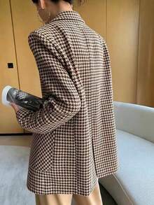 女士缺口领长袖休闲西装外套