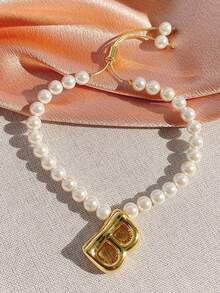 1 chiếc vòng tay nữ mạ vàng 18K sáng bóng, hạt vỏ trai giả, dây chuyền điều chỉnh hình bóng bay, quà tặng trang sức cho phụ nữ - Vàng - Xem 26