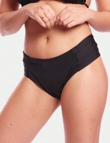 Women's Thong Bikini Bombom Wide Plain Beach Sun Summer - 黑色 - 查看 1