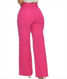 Women's Wide Leg High Waisted Jeans With Butt Lifting Pant - 粉色 - 查看 2