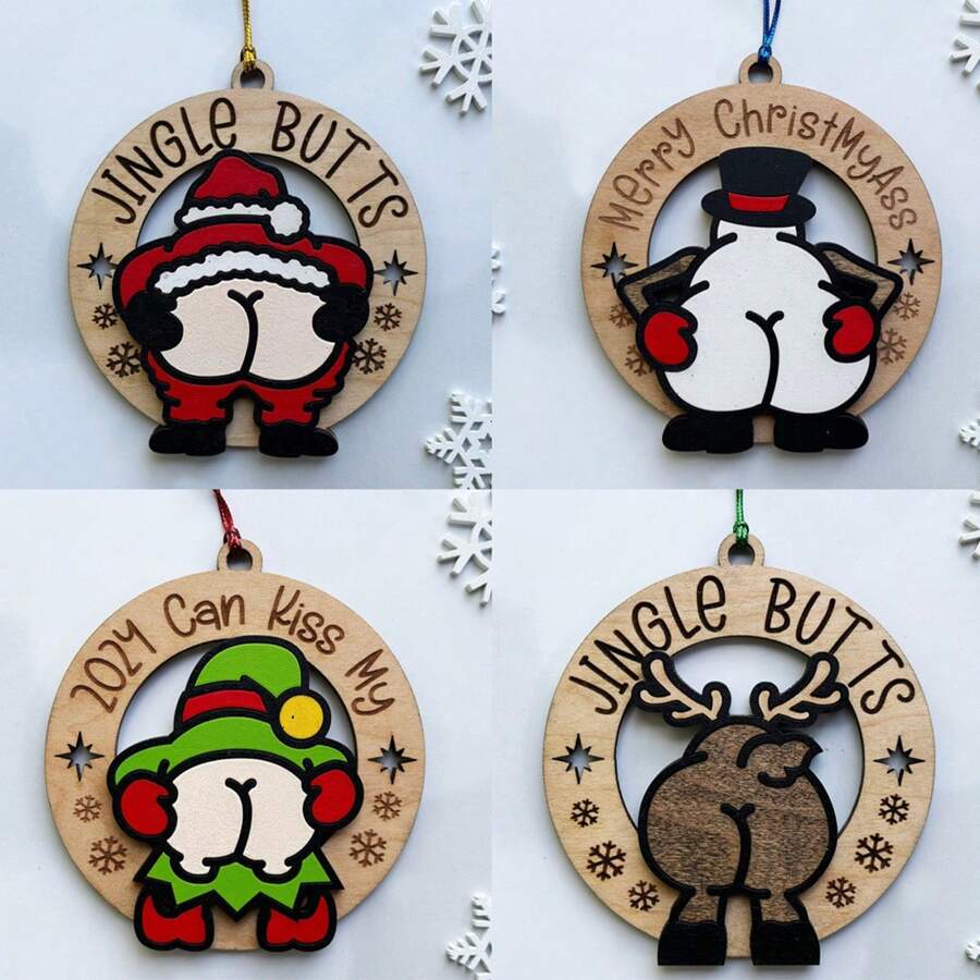 1 件创意趣味绿色木制圣诞装饰品，趣味圣诞驯鹿和雪人木制圣诞树装饰，红色圣诞老人木制挂饰，适合作为送给家人、朋友和学生的圣诞礼物。木制圣诞老人装饰品（无绳），适合作为圣诞装饰，送给朋友、家人的礼物，适合作为送给家人、朋友和孩子的圣诞礼物 - 彩色 - 查看 1