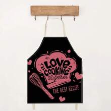 1 件简约图案亚麻围裙，创意趣味时尚印花，防水防油易清洗，适用于烹饪烘焙厨房，创意家居围裙，工作制服 - 彩色 - 查看 5