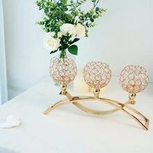 Candle Stick Holder Decor Gold Candle Holders For Wedding Centerpiece,Metal Candlesticks Holder Stand For Dining Table Living Room Home Decor, Party, Gift Boxed For Graduate - 金(小3頭) - 查看 6