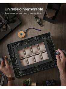 SONGMICS Cajas y organizadores de relojes Volver a la escuela Almacenamiento para dormitorio, Regalo de Navidad - Negro - Ver 6