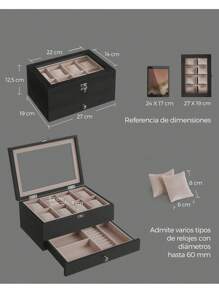 SONGMICS Cajas y organizadores de relojes Volver a la escuela Almacenamiento para dormitorio, Regalo de Navidad - Negro - Ver 2