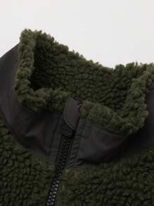 mini bala Family Matching Plush Collar Jacket - Medium Green - View 3