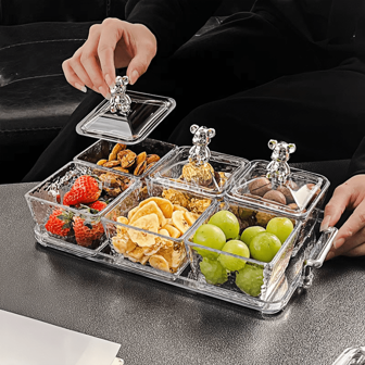 1set Storage Box With Double Handles Tray, For Storing Snacks, Cookies, Candies