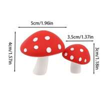 2pcs Rubber Mushroom Decor For Computer Monitor, Car Dashboard Best Gifts Birthday Graduation - Multicolor - View 3