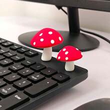 2pcs Rubber Mushroom Decor For Computer Monitor, Car Dashboard Best Gifts Birthday Graduation - Multicolor - View 5