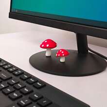2pcs Rubber Mushroom Decor For Computer Monitor, Car Dashboard Best Gifts Birthday Graduation - Multicolor - View 4