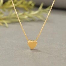 1 chiếc vòng cổ mặt trái tim bạc Sterling 925 sang trọng tối giản, quà tặng mặc hàng ngày cá nhân hóa thời trang cho phụ nữ - vàng vàng - Xem 1