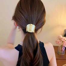 1pc Solid Color Casual Elegant Sophisticated Copper Alloy Casual Hair Scrunchie Elastic Hair Tie, Suitable For All Seasons Hair Ties Ponytail Holders Hair Elastics Hair Rubber Bands Scrunchies Hair Rope