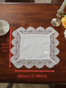 1 buc. Aleer de masă din dantelă albă rafinată, față de masă din poliester în stil boem, decor de fermă rezistent la praf, perfect pentru nunți, banchete și adunări de vară în aer liber.