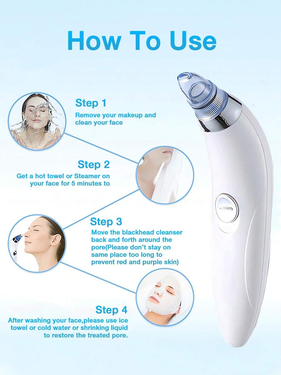 Removedor de cravos a vácuo, poderoso limpador de poros faciais