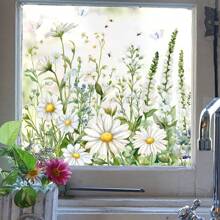 1pc Fresh White Daisy Flower Glass Sticker, Casual Daily Necessity, Stickers, Wall Decal, Vinly Decal For Home Decorations, Spring Decoration Items Refresh Your Home, Rama Decoration Stickers