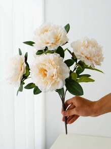 1pc High Quality 5-Headed Peony Artificial Flower, Fake Flowers Decor For Living Room, Tabletop Decoration, Valentine Day, Gift Gifts Birthday Graduation