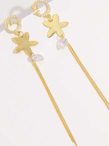 Vaerine 1 Cặp bông tai chuỗi ngôi sao bạc Sterling 925 sáng bóng cổ điển thanh lịch, thích hợp làm quà tặng cho phụ nữ, tiệc tùng hàng ngày, trở lại trường - Vàng - Xem 4